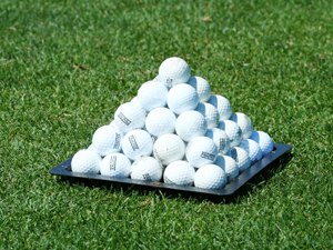 A Pyramid of practice golf balls